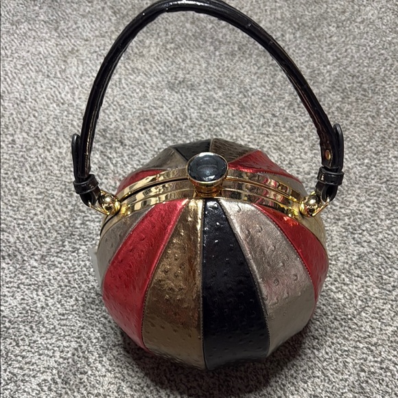 Ruby Rd. Red and Black Mini Bag with Unique Shape and Gold Accents - Picture 1 of 4